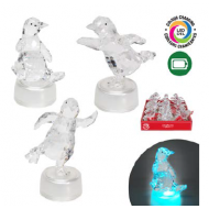 Set of 3 Penguin Ice Sculptures,LED Lighted, Color Changing, h10cm